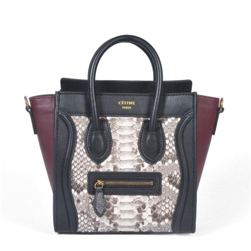 Celine nano luggage tote 3309 rice white snakeskin black jujube red Bags