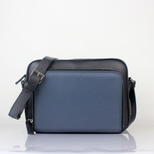 2013 Prada litchi stria VA2260 black dark blue Handbag