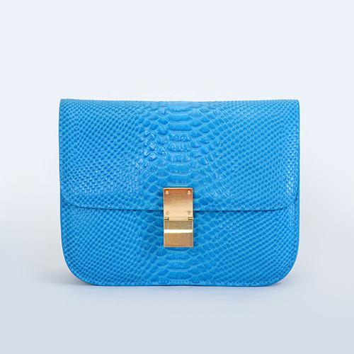Celine Classic Large Box Flap Bag Snake 80077 blue Bags