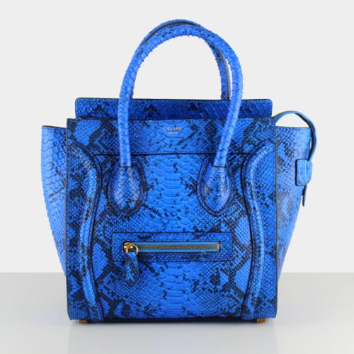 2013 celine micro luggge tote handbag snake 88023 blue Bag