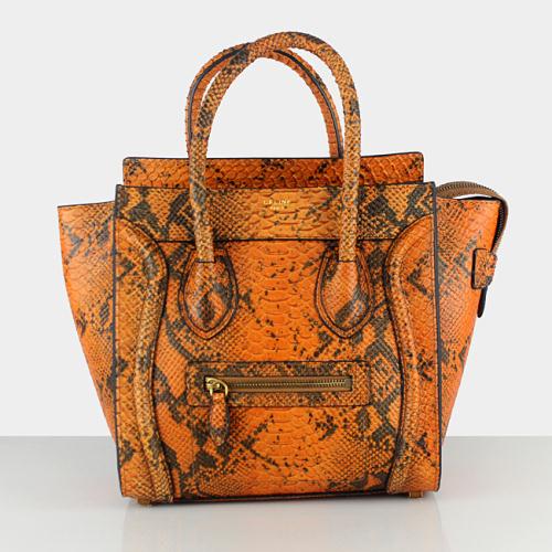 2013 celine micro luggge tote handbag snake 88023 soil yellow Handbag