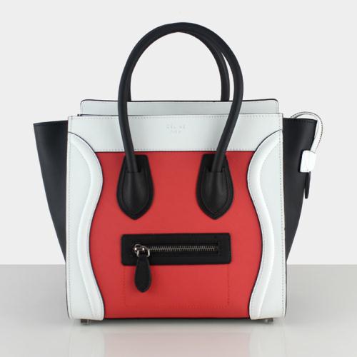 2013 celine micro luggge tote handbag 88023 watermelon red white black Bags