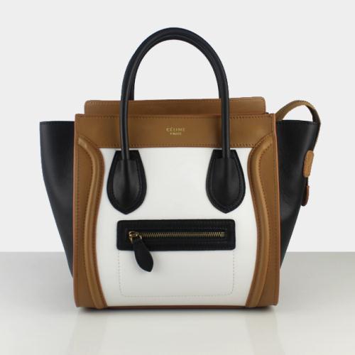 2013 celine micro luggge tote handbag 88023 white black camel color Bags