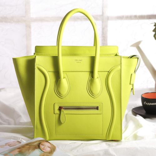 Celine mirco luggage tote original leather 3307 fluorescent yellow Handbag