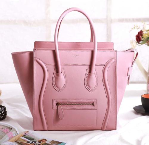Celine Mirco Luggage Tote Original Leather 3307 Cherry Pink Handbags