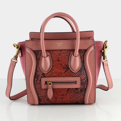 2013 celine nano luggage tote handbag snake 88029 juicy peach Bags