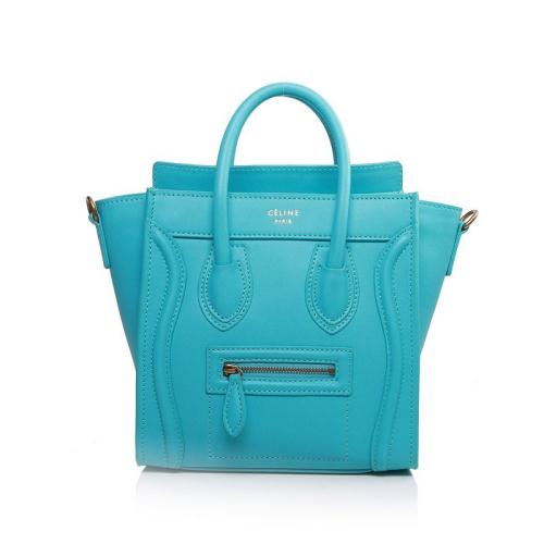 Celine nano luggage tote 3309 blue lake Bag