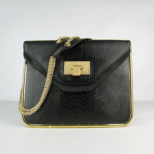 Chloe Snakeskin Leather Shoulder Bag Black 50898 Bag