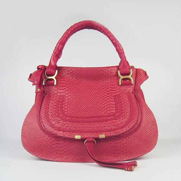 Chloe Snakeskin Marcie Handbag Red 1836 Handbag