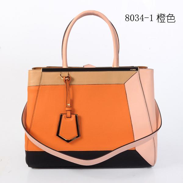 2013 Fendi 2Jours Elite Leather Shopper Bag colors 8034 orange Bag