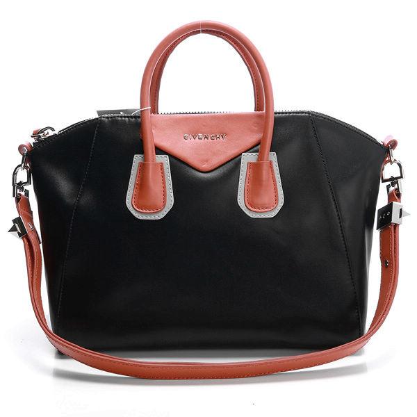 2012 New Givenchy Antigona Patent leather Satchel 9981 black orange Handbags