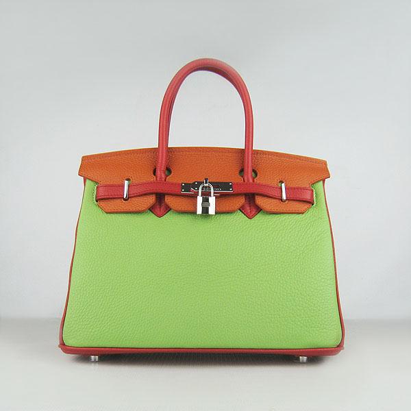 Hermes Birkin 30cm Togo leather Handbags red orange green silver 6088 Handbags