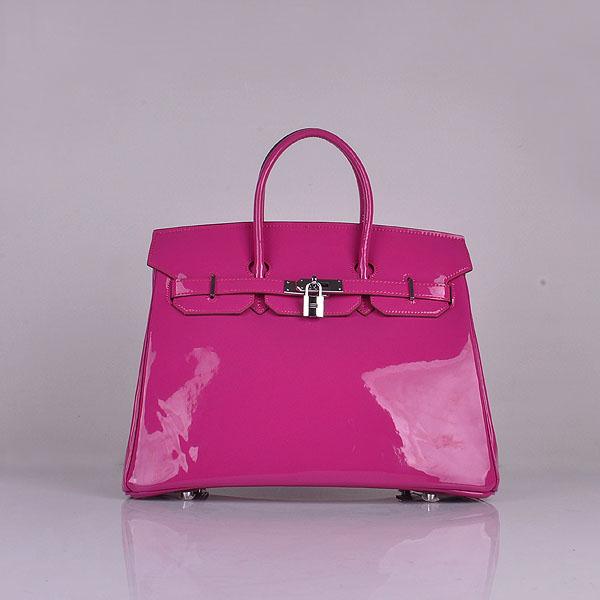 Hermes Birkin 35CM patent leather 6089 silver hardware peach red Bag Hermes Birkin 35CM patent leather 6089 silver hardware peach red Bag
