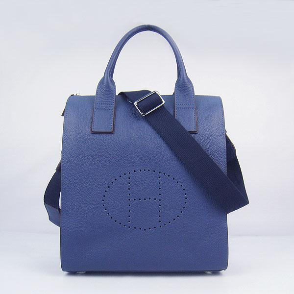 Hermes 8076 Perforated H Tote Briefcase Bag Deep Blue Bags
