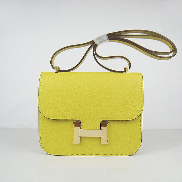 2011 Hermes new H017 Gold Twist lemon yellow Handbag