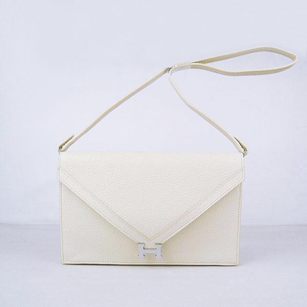 Hermes Togo Leather Message Bag Beige With Silver Hardware H021 Handbag