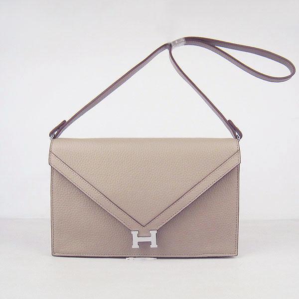 Hermes Togo Leather Message Bag Gray With Silver Hardware H021 Bags
