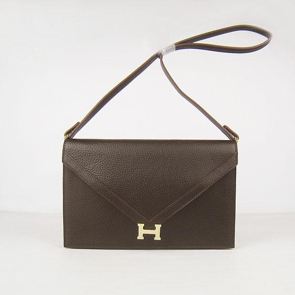 Hermes Togo Leather Message Bag Coffee With Gold Hardware H021 Bag