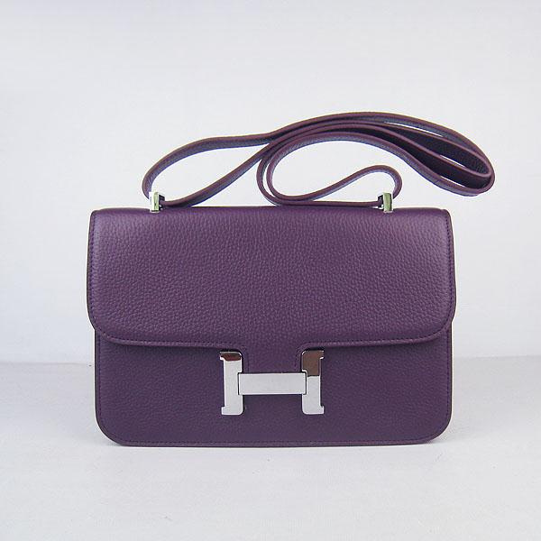Hermes Constance Togo Leather Single Bag Silver Hardware H020 Purple Bag