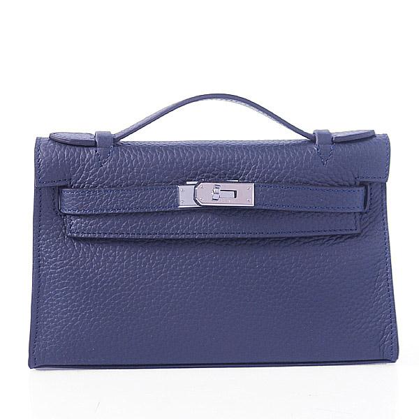 Hermes Kelly 22 CM France Leather Handbag K22 dark blue Handbags