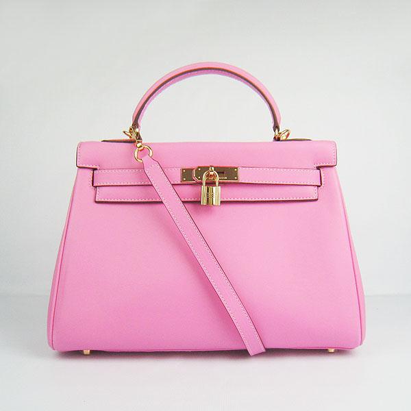 Hermes Kelly 32cm Togo Leather Bag Pink 6108 Gold Handbags
