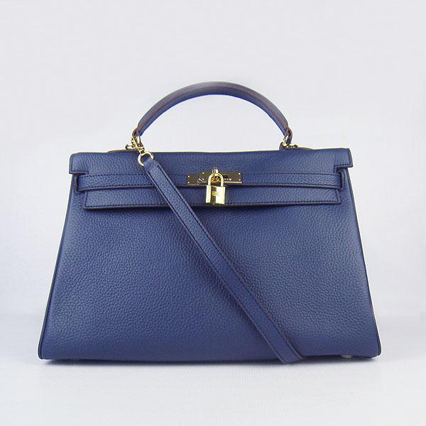 Hermes Kelly 35cm Togo Leather Bag deep blue 6308 Handbags