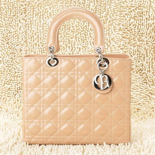Dior Lady Dior Medium Top Handle Bag 6324 apricot silver hardware Bag