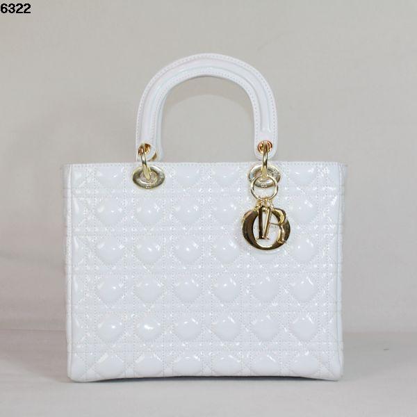 Dior Lady Dior Medium Patent Top Handle Bag 6322 white Bag